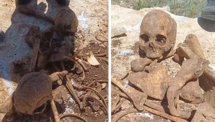 İnşaat kazısında insan kemikleri ve 2 kafatası bulundu
