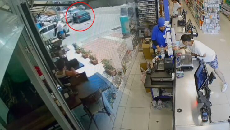 Marketten hırsızlık yaptı, içinde çocuk olan aracı gasp edip kaçtı!