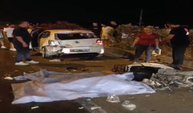 Motosiklet, emniyet şeridindeki otomobile çarptı; 1 ölü, 1 yaralı