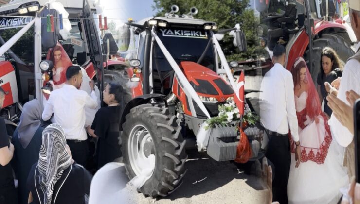 Osmaniye'de traktör, gelin arabası oldu