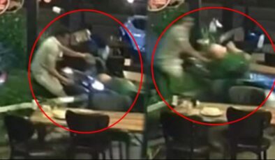 "Bu kadarı ancak filmlerde olur" dedirten kaza: Lokantada oturan müşterinin üzerine motosiklet uçtu