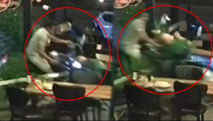 "Bu kadarı ancak filmlerde olur" dedirten kaza: Lokantada oturan müşterinin üzerine motosiklet uçtu