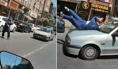 Sollama yapan sürücü kadını metrelerce havaya savurdu