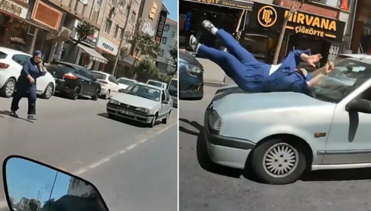 Sollama yapan sürücü kadını metrelerce havaya savurdu
