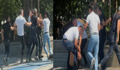 Tartıştıkları kişiyi döven 4 kişi gözaltına alındı; olay kamerada
