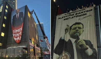 'Butlan' yönetiminin indirdiği İmamoğlu posterini gençler yeniden astı
