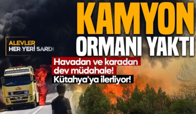 Balıkesir’deki yangın Kütahya’ya ilerliyor! Süt kamyonundan çıkan alevler her yeri sardı: Havadan ve karadan dev müdahale