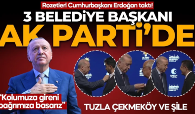 3 belediye başkanı daha AK Parti’ye geçti. Rozetlerini TC Cumhurbaşkanı Erdoğan taktı!