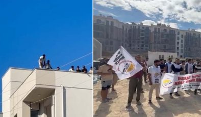 Emlak Konut şantiyesinde işçiler eylemde: 3 aydır maaş alamıyoruz