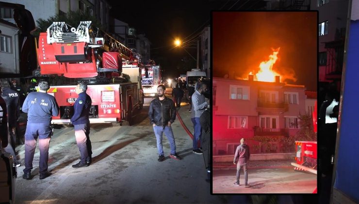 Evin çatısı alev alev yandı