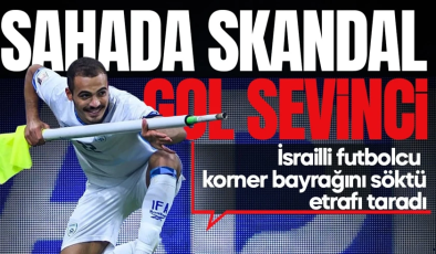 İsrailli futbolcudan skandal gol sevinci! Korner direğini silah yapıp sahayı taradı