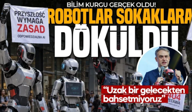 Bilim kurgu filmleri gerçek oldu! Robotlar ellerine bayrak alıp sokaklara döküldü: Uzak bir gelecekten bahsetmiyoruz