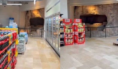 Türkiye'de marketin içinde antik mezar: Alışveriş yapanlar yanından geçiyor