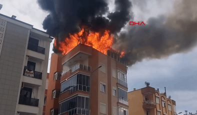 Antalya'da 5 katlı binanın terasında korkunç yangın!