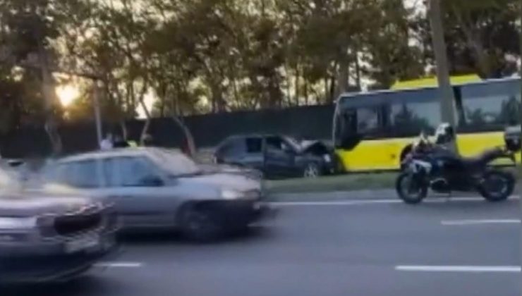 Dehşet anları kamerada: Refüjü aşan cip İETT otobüsüne çarptı!